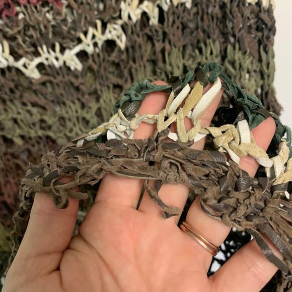 No Brand Boho Woven Braided Leather-Like Striped Top Size M/L - Picture 3 of 5